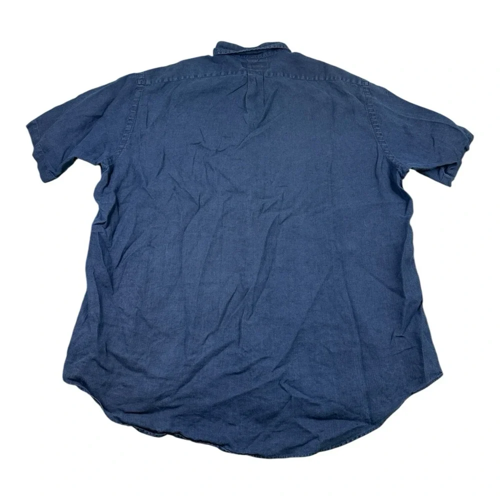 Polo Ralph Lauren Blue Pure Linen Blake VTG S/S Button Front Size XL